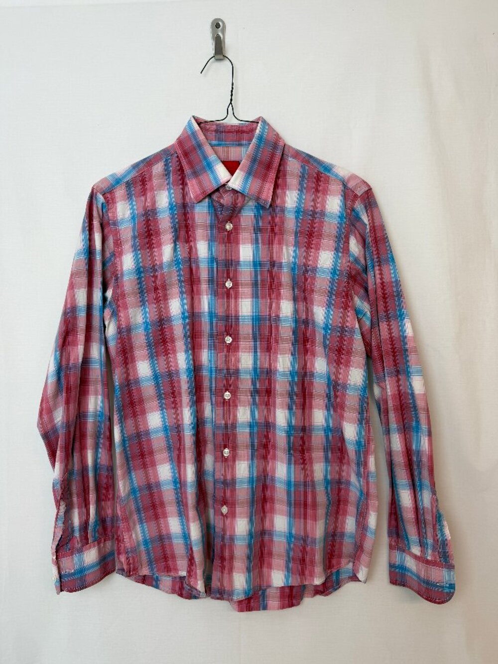 Men's Saks Fifth Avenue Blue/Red Plaid Button Down Shirt